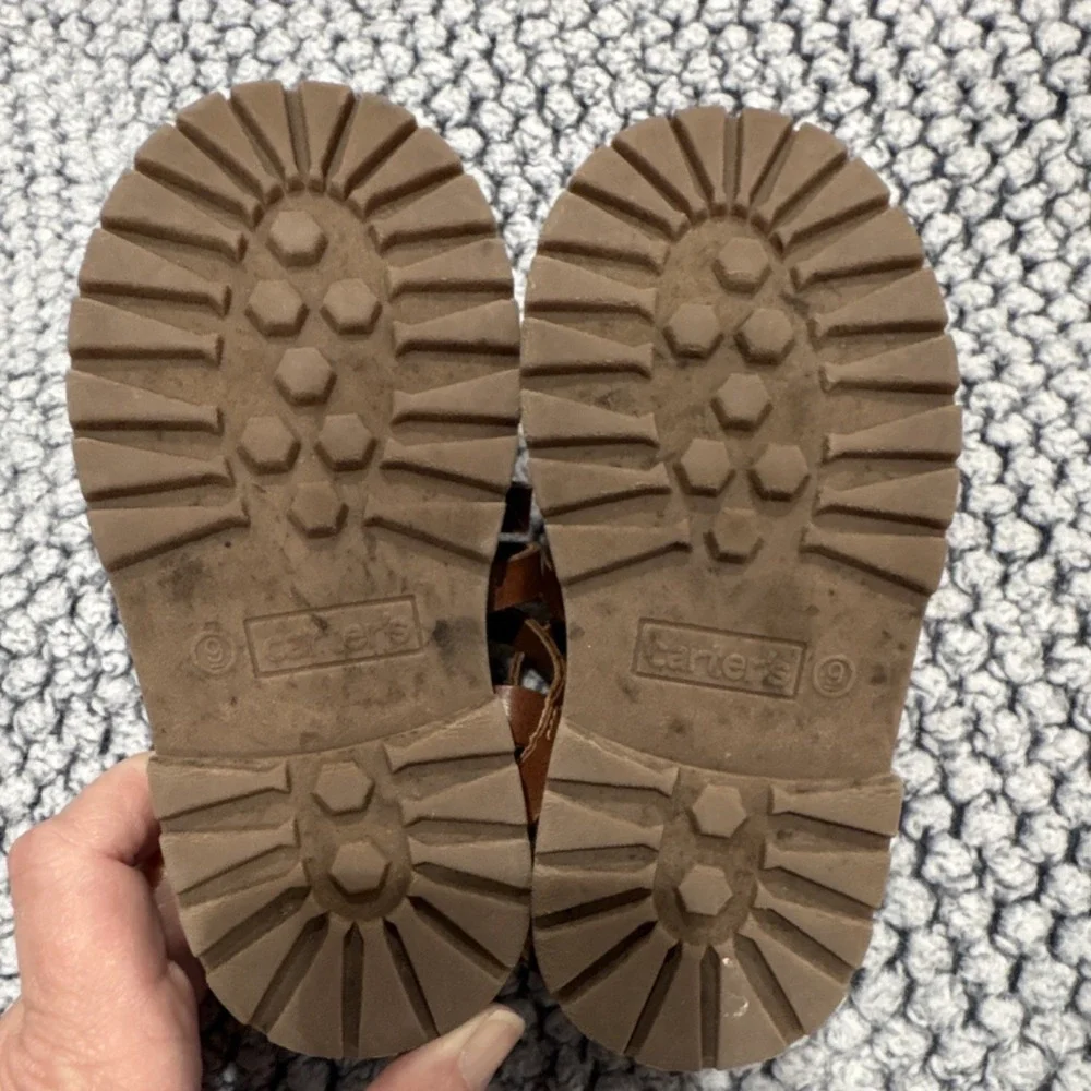 Carter's Gladiator Sandals Brown Faux Leather Kids Adjustable US 9 Unisex